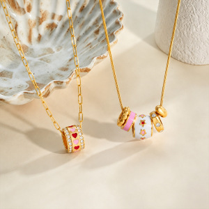 Colliers Pendentifs En Acier Inoxydable Couleur Or, Motif Teckel Mignon En Forme De Cœur, Collection Simple Series h5 Image2