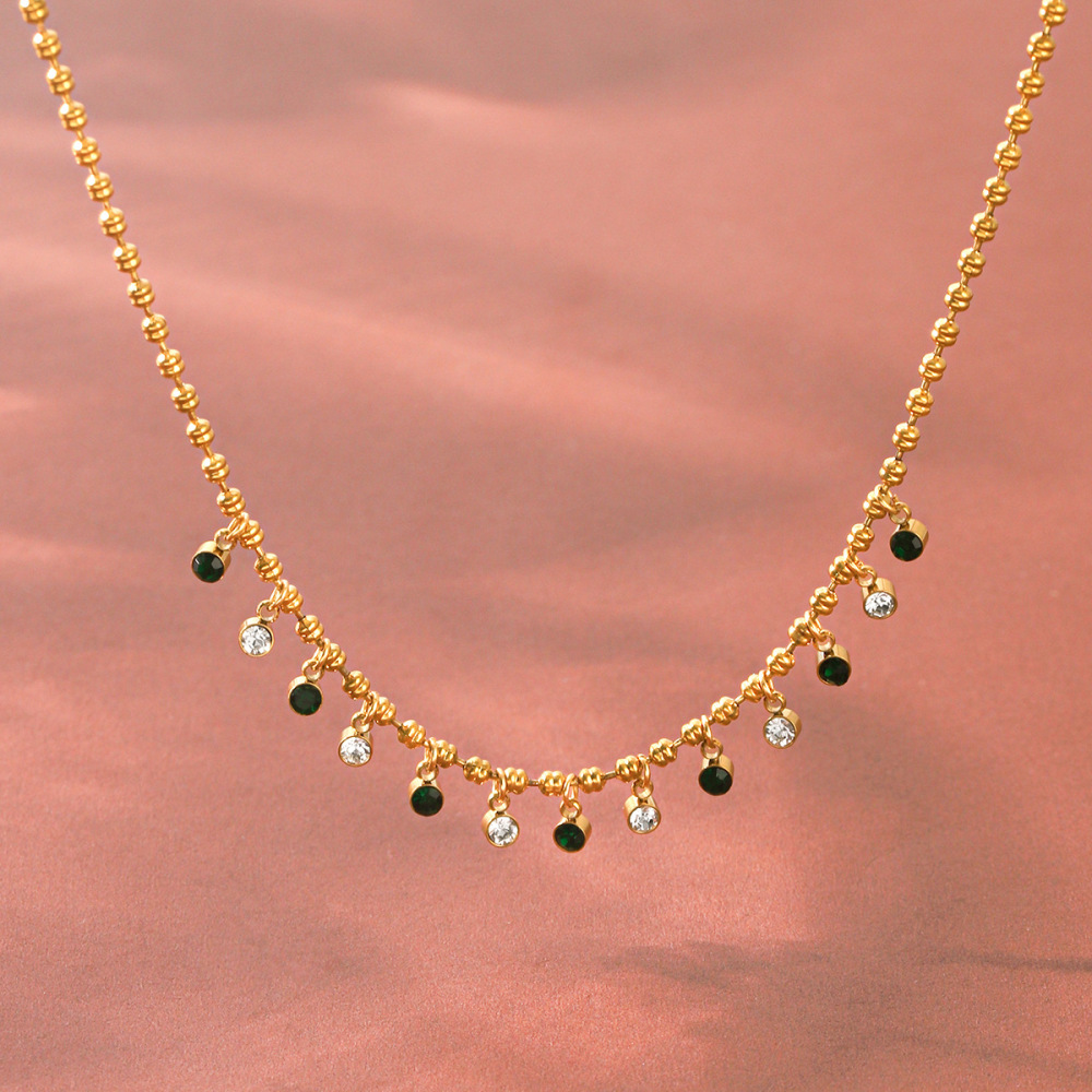 Colliers Pendentifs Pour Femmes Simple Series Daily Tassel En Acier Inoxydable Étanche Couleur Or Avec Zircon h5Image4