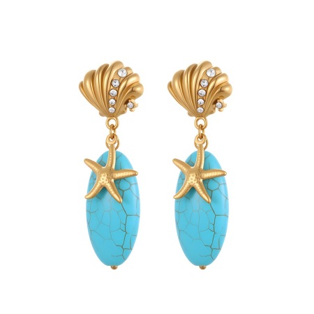Ensembles de bijoux de luxe pour femmes, en acier inoxydable, couleur or, motif poisson, étoile de mer et corail, collection vacances. 2
