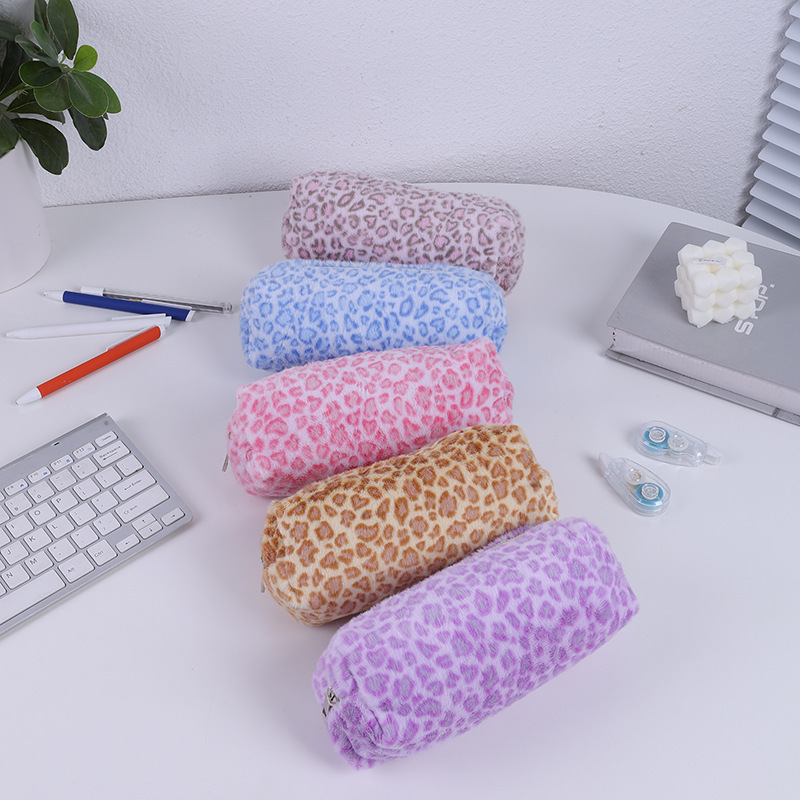 Pochettes À Stylos Simple Series Retro En Polyester Uni À Imprimé Léopard h5Image4