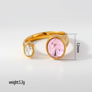 Bagues Pour Femmes En Acier Inoxydable Étanche, Forme Irrégulière, Ornées De Zircon Et Serties De Pierres Précieuses, Collection Luxe. h5 