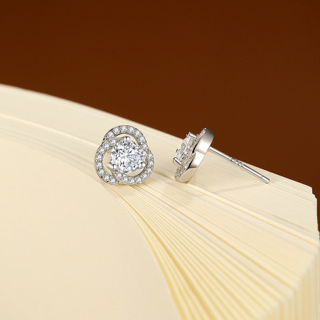 Boucles d'oreilles pour femme en moissanite, forme géométrique simple et luxueuse, argent sterling 925 plaqué rhodium, collection Luxueuse 2