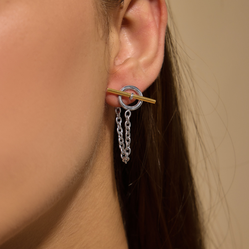 Boucles D'Oreilles Pendantes Pour Femme, Style Décontracté, Avec Pompon Rond, En Acier Inoxydable Étanche, Couleur Or, Collection Simple Series Image4