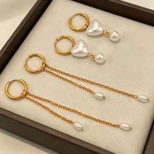 Boucles D'Oreilles Romantiques Élégantes En Forme De Cœur Avec Pompon, En Acier Inoxydable Imperméable, Couleur Or, Pour Femme. h5 Image4