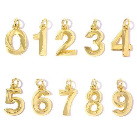 Pendentifs pour femmes, série simple, chiffres, couleur cuivre et or