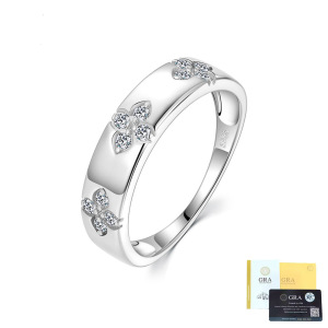 Bagues Pour Femmes En Moissanite, Plaquées Rhodium Couleur Argent Sterling 925, Collection Simple Series Daily Clover h5 