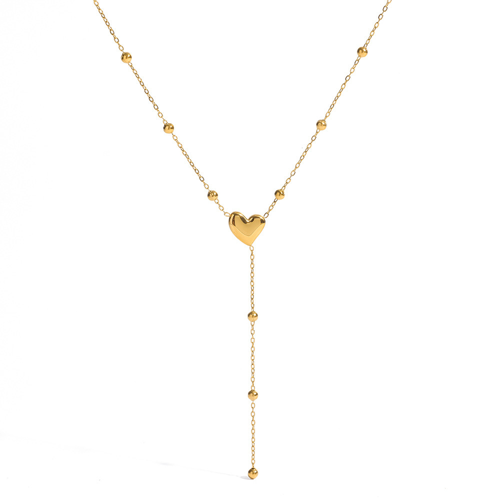Colliers Pendentifs Femme Simple Series Casual Heart En Acier Inoxydable Étanche Couleur Or Image4