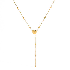 Colliers Pendentifs Femme Simple Series Casual Heart En Acier Inoxydable Étanche Couleur Or h5 Image4