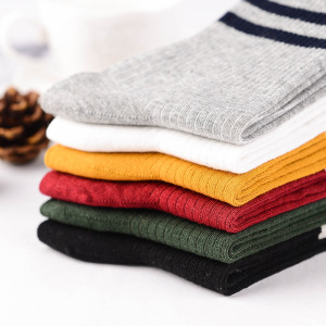 Chaussettes Mi-Mollet À Rayures Unies, Légères Et Rebondissantes Pour Femmes h5 Image2