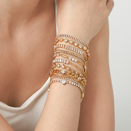 Bracelet chaîne pour femme, en acier inoxydable doré, étanche, de forme irrégulière, orné de zircon, collection Luxueuse. 2