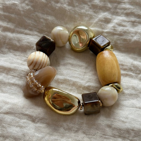 Bracelets de perles pour femmes en bois et résine de forme irrégulière