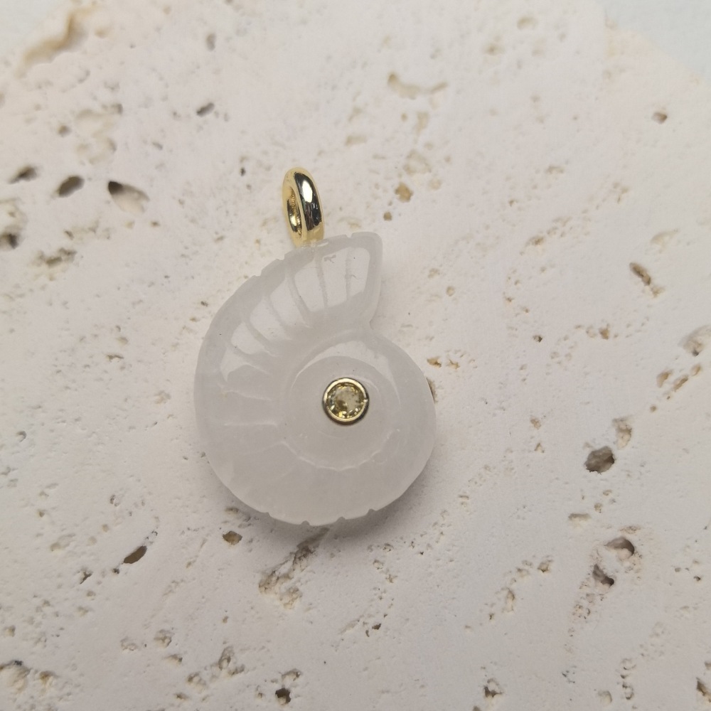 Pendentifs Pour Femmes En Forme De Coquillage, Style Océanique, Pierres Naturelles, Cuivre Doré Et Zircon