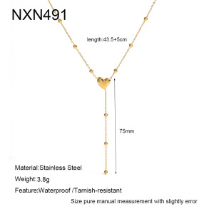 Colliers Pendentifs Femme Simple Series Casual Heart En Acier Inoxydable Étanche Couleur Or h5 