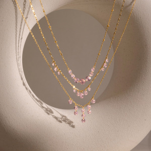 Colliers Pendentifs Pour Femmes, Série Luxueuse, Élégants, À Pompons Et Perles, En Acier Inoxydable Étanche, Couleur Or h5 Image3