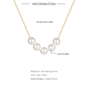 Collier De Perles Pour Femme, Collection Simple, Élégant, Perles D'Eau Douce Couleur Or h5 Image3