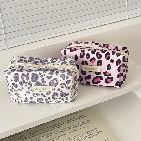 Trousses à maquillage Simple Series Casual Patchwork Leopard en tissu multicolore 2