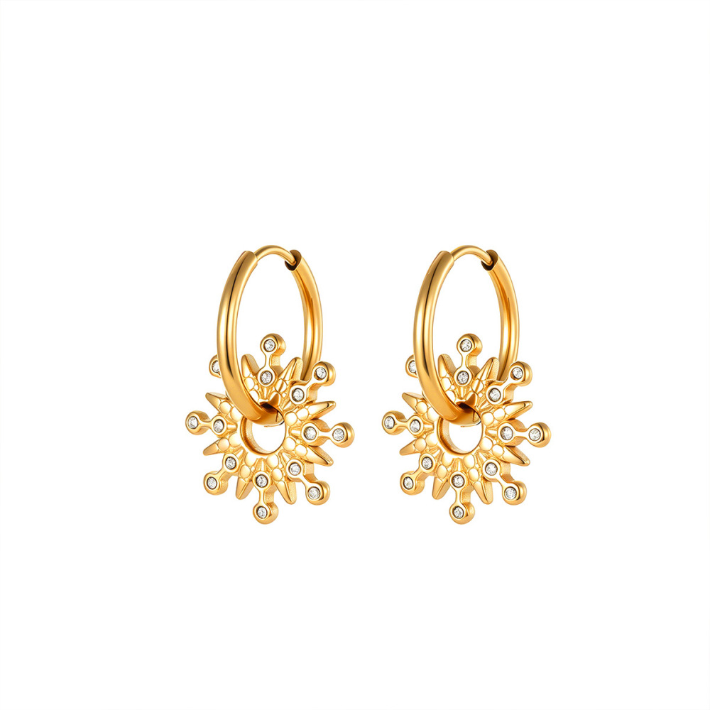 Boucles D'Oreilles Créoles Simple Series Daily Circle Pour Femmes, En Acier Inoxydable, Couleur Or, Étanches. Image5