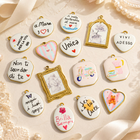 Pendentifs pour femmes en acier inoxydable étanche, forme cœur, rectangle ou ellipse, collection romantique à faire soi-même