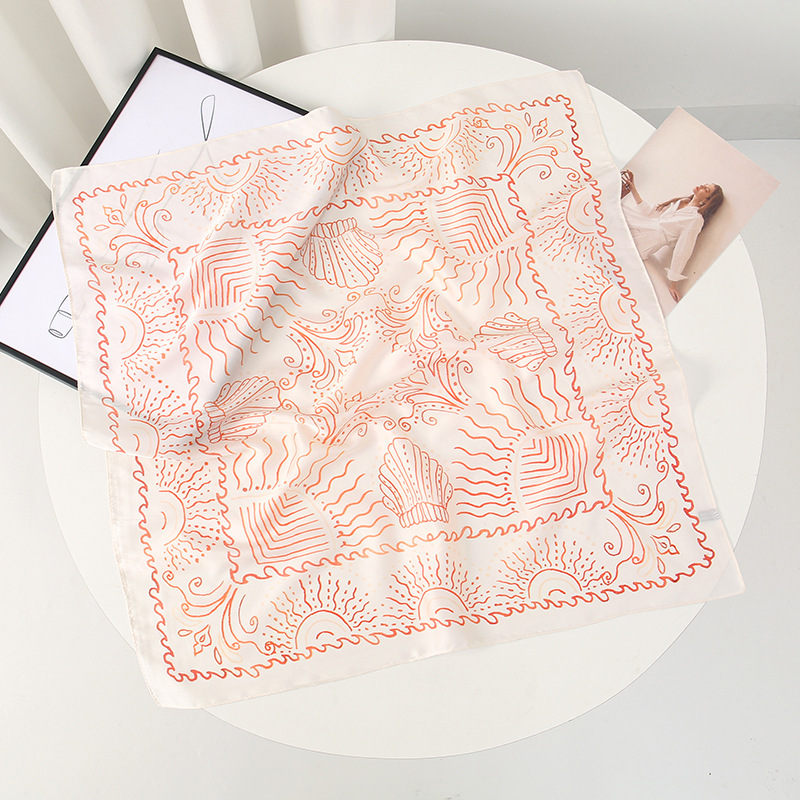 Écharpes D'Été En Imitation Soie Coquillage, Couleur Unie, Style Océan, Collection Simple, Décontractée 