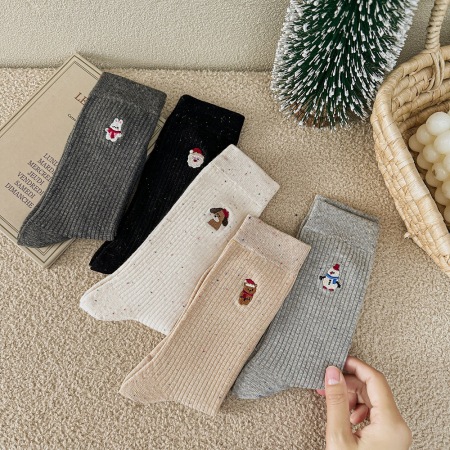 Chaussettes de Noël unies basiques mi-mollet 2