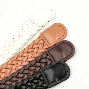 Ceinture Tissée En Pu De Qualité Supérieure, Couleur Unie, Série Simple h5 Image3