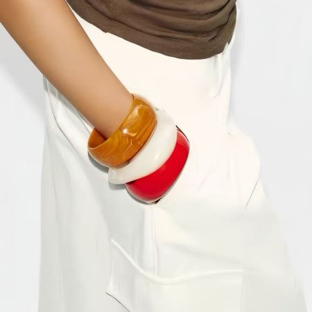 Bracelets pour femmes en résine de couleur unie 2