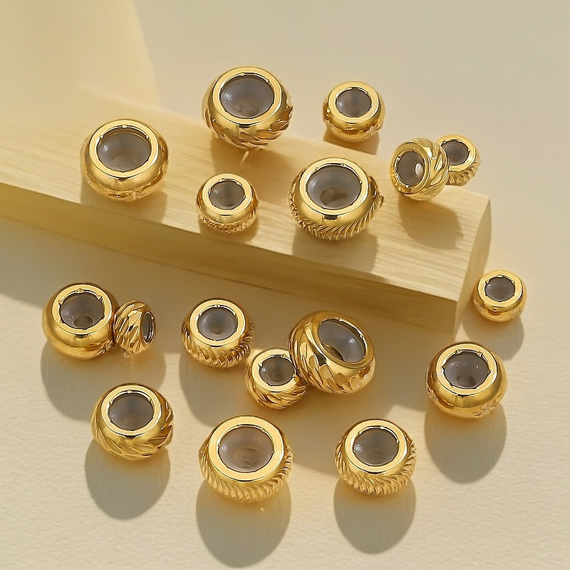 Perles D'Espacement Étanches En Acier Inoxydable Massif Couleur Or Image4