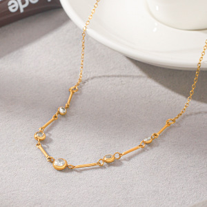 Colliers À Maillons Pour Femmes En Acier Inoxydable Étanche, Couleur Or, Avec Zircon h5 Image3