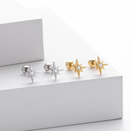 Boucles d'oreilles colorées Daily Star pour femmes, plaquées rhodium, en argent sterling 925, collection Simple Series. 2