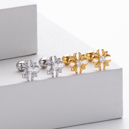 Boucles d'oreilles élégantes pour femmes, de forme géométrique irrégulière, plaquées rhodium, en argent sterling 925. 2