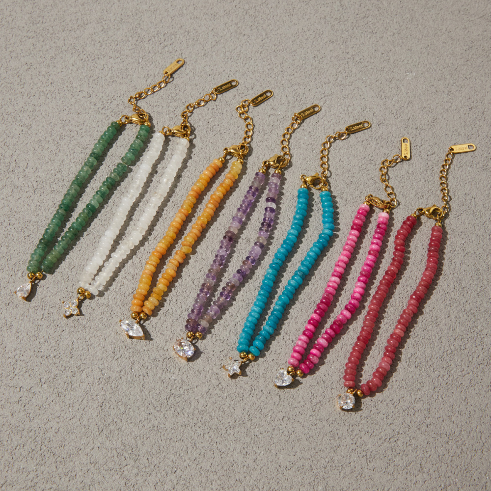 Bracelets De Perles Élégants Pour Femmes, Collection Romantique, En Perles De Zircon Et Pierres Naturelles. Image3