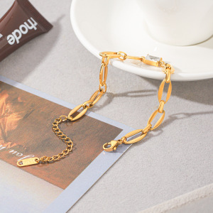 Bracelet Chaîne Femme En Acier Inoxydable Étanche Couleur Or Avec Zircon h5 Image4