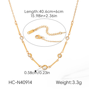 Colliers À Maillons Pour Femmes En Acier Inoxydable Étanche, Couleur Or, Avec Zircon h5 Image2