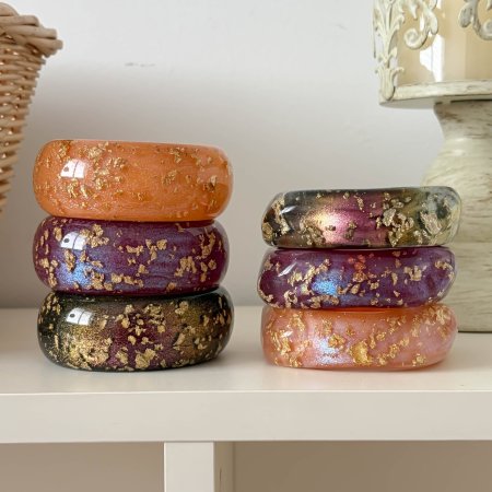 Bracelets pour femmes en résine à dégradé de couleurs