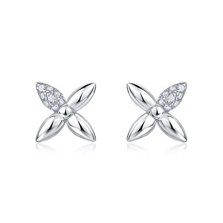 Boucles d'oreilles élégantes Clover en argent sterling 925 et moissanite couleur or pour femmes