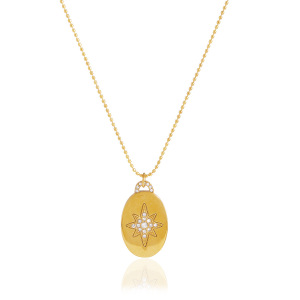 Collier Pendentif Élégant En Acier Inoxydable Doré, Forme Elliptique, Style Classique, Étanche, Collection Femme h5 Image5