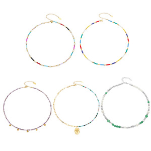 Colliers De Perles Pour Femmes, Collection Romantique Daily Beads, Pierres Naturelles Couleur Or h5 Image5