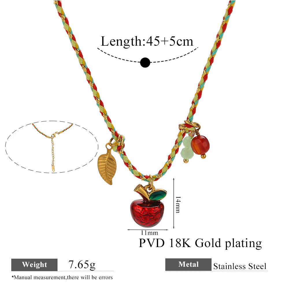 Colliers Tressés Pour Femmes, En Acier Inoxydable, Couleur Or, Motif Fruits Mignons, Collection Romantique 