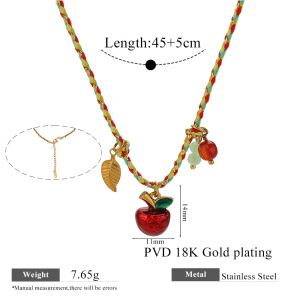 Colliers Tressés Pour Femmes, En Acier Inoxydable, Couleur Or, Motif Fruits Mignons, Collection Romantique h5 