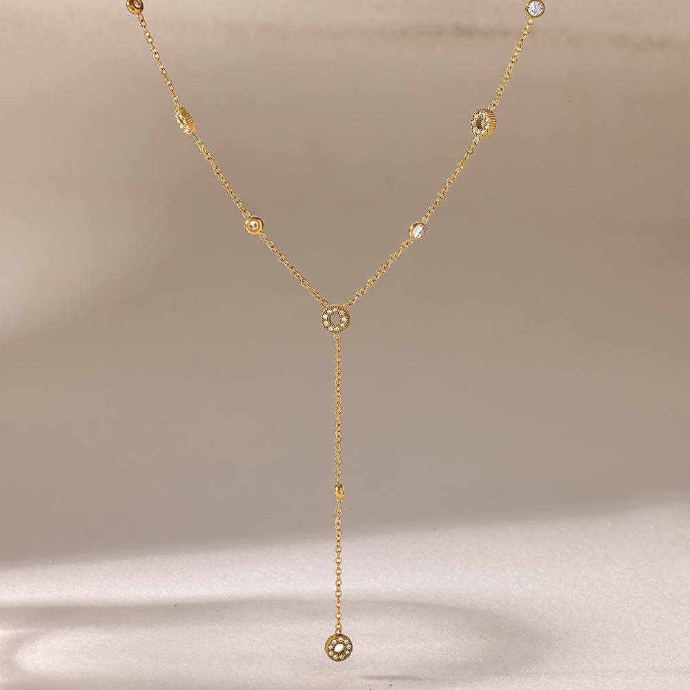 Colliers Pendentifs Pour Femmes, Collection Romantique, En Acier Inoxydable, Couleur Or, Forme Ronde Image3