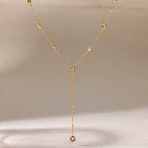 Colliers Pendentifs Pour Femmes, Collection Romantique, En Acier Inoxydable, Couleur Or, Forme Ronde h5 Image3