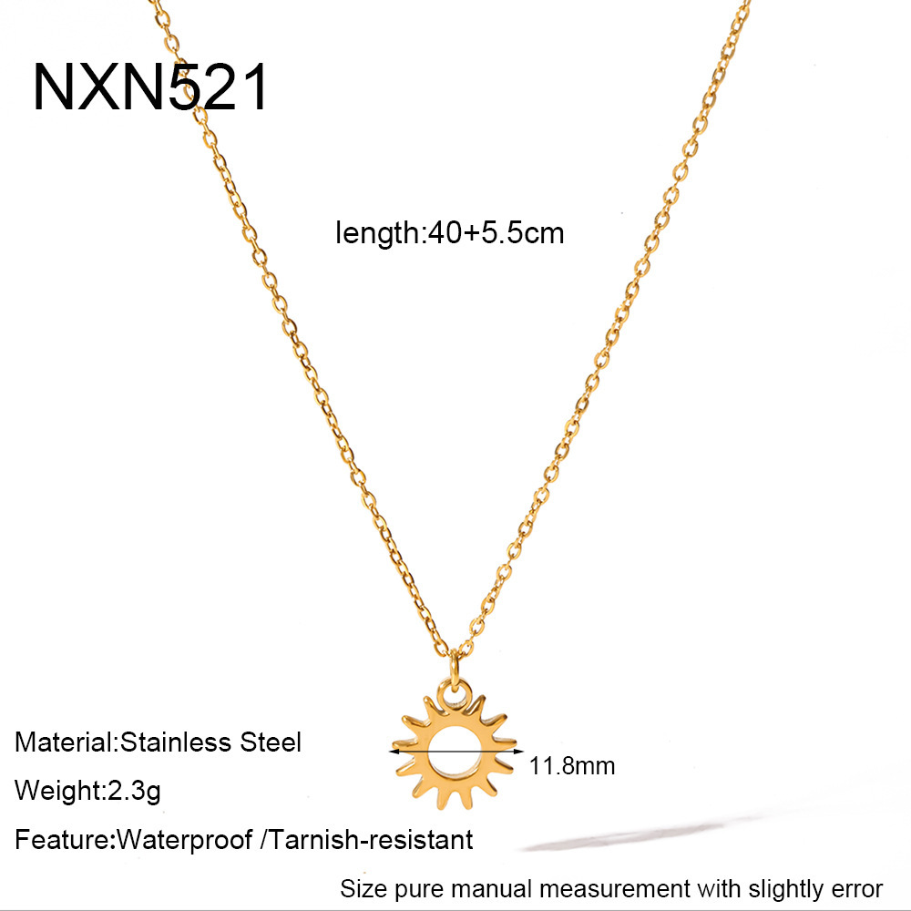 Colliers Pendentifs Pour Femmes, Collection Simple, Motif Soleil Et Lune, En Acier Inoxydable, Couleur Or, Étanches, Avec Strass.