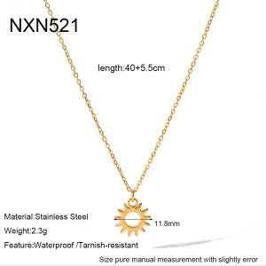 Colliers Pendentifs Pour Femmes, Collection Simple, Motif Soleil Et Lune, En Acier Inoxydable, Couleur Or, Étanches, Avec Strass. h5