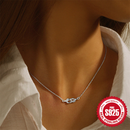 Colliers pour femmes en argent sterling 925 plaqué rhodium, collection Simple Series Elegant Twist 2