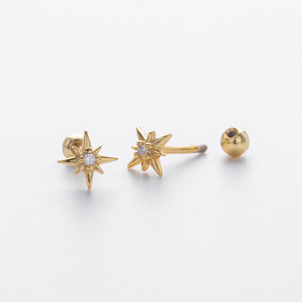 Boucles D'Oreilles Colorées Daily Star Pour Femmes, Plaquées Rhodium, En Argent Sterling 925, Collection Simple Series. Image3