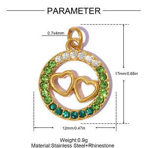 Pendentifs Pour Femmes En Forme De Cœur, En Acier Inoxydable Étanche, Couleur Or, Ornés De Strass h5 