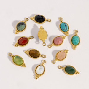 Pendentifs Pour Femmes, Collection Romantique, Forme Géométrique, À Faire Soi-Même, En Acier Inoxydable Étanche, Couleur Or, Pierre Naturelle h5 Image3
