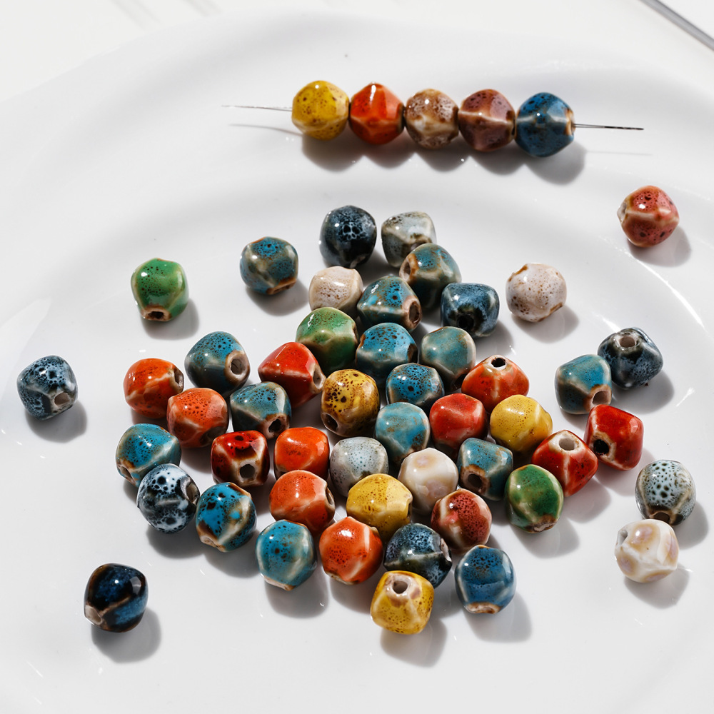Perles En Céramique À Dégradé De Couleurs Et De Forme Irrégulière, Série Simple À Faire Soi-Même Image2