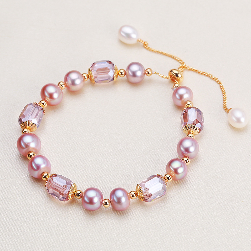 Bracelet De Perles Pour Femme, Collection Simple Series Daily Beads, Forme Géométrique, Perles D'Eau Douce Couleur Or h5Image3