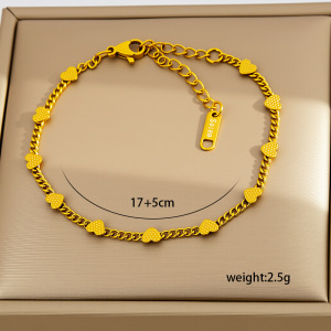 Bracelet Chaîne Simple Series Daily Flower Chain En Acier Inoxydable Étanche Couleur Or Pour Femme h5